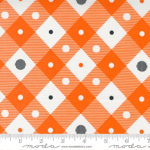 Too Cute To Spook Check Orange Pumpkin | Me and My Sister Designs | Moda Fabrics | 22425 14 | Sold in 1/2 Yds