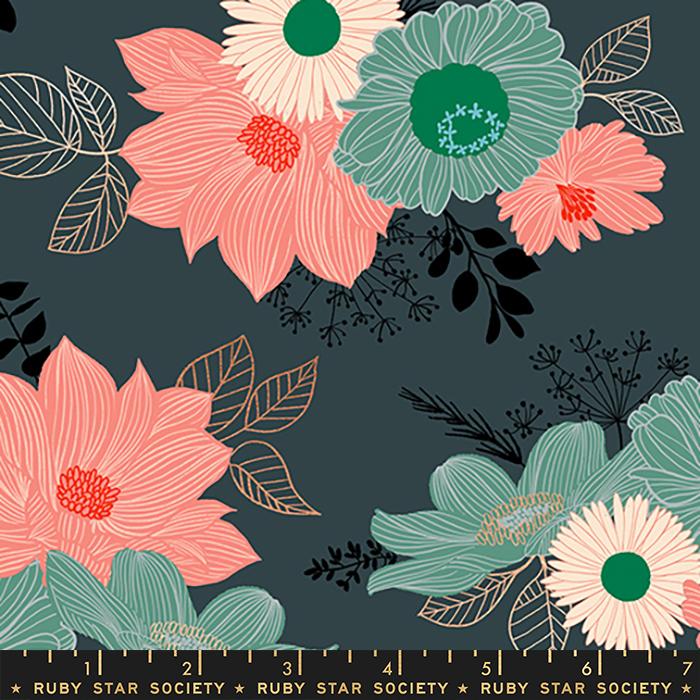 Elixir Metallic Floral Smoke | Melody Miller | Ruby Star Society | RS0037 15M | Sold in 1/2 Yds