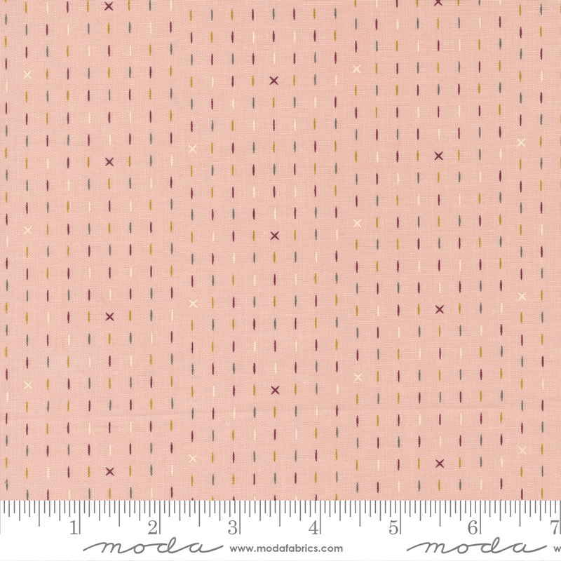Evermore Hand Stitched Stripes Strawberry Cream | Sweetfire Road | Moda Fabrics | 43156 12 | Sold in 1/2 Yd