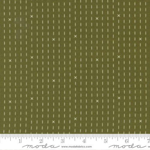 Evermore Hand Stitched Stripes Fern | Sweetfire Road | Moda Fabrics | 43156 14 | Sold in 1/2 Yd