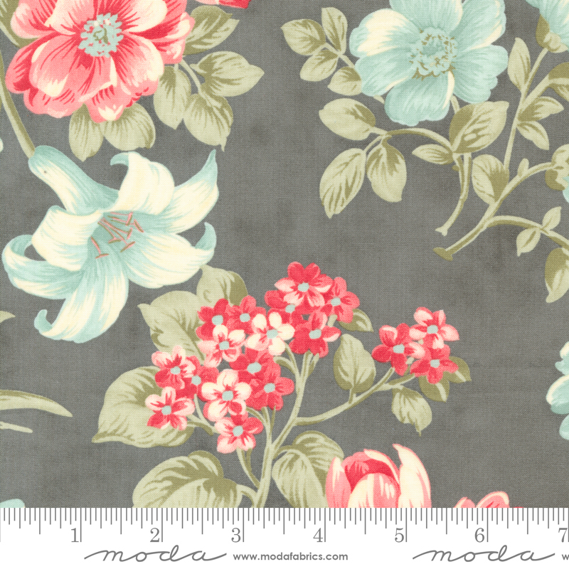 Collections for a Cause Etchings Bold Blossoms Charcoal | Howard Marcus & 3 Sisters | Moda Fabrics | 44330 15 | Sold in 1/2 Yd
