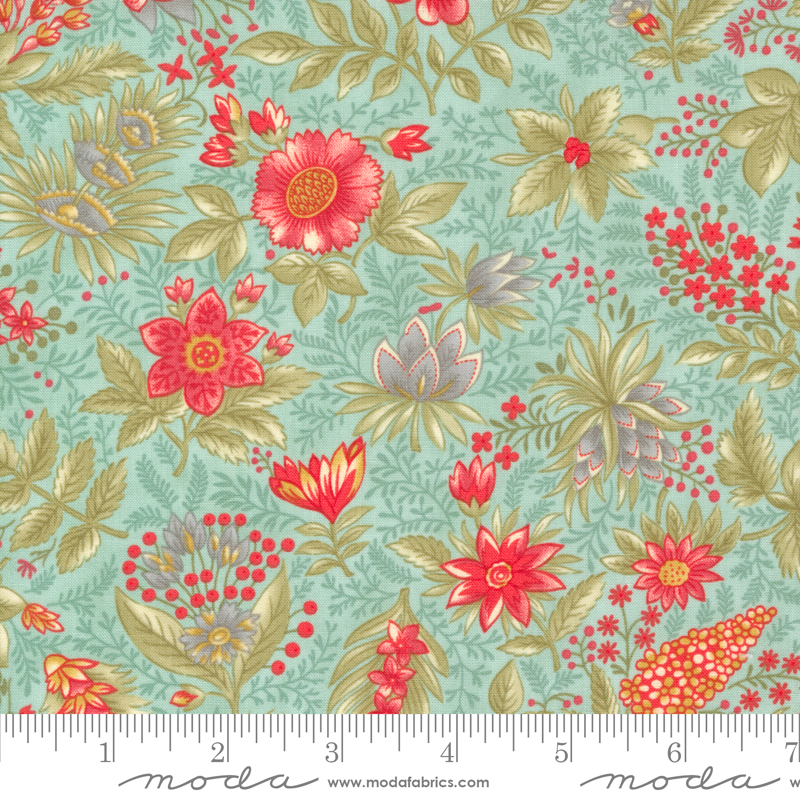 Collections for a Cause Etchings Joyful Jacobean Aqua | Howard Marcus & 3 Sisters | Moda Fabrics | 44332 12 | Sold in 1/2 Yd