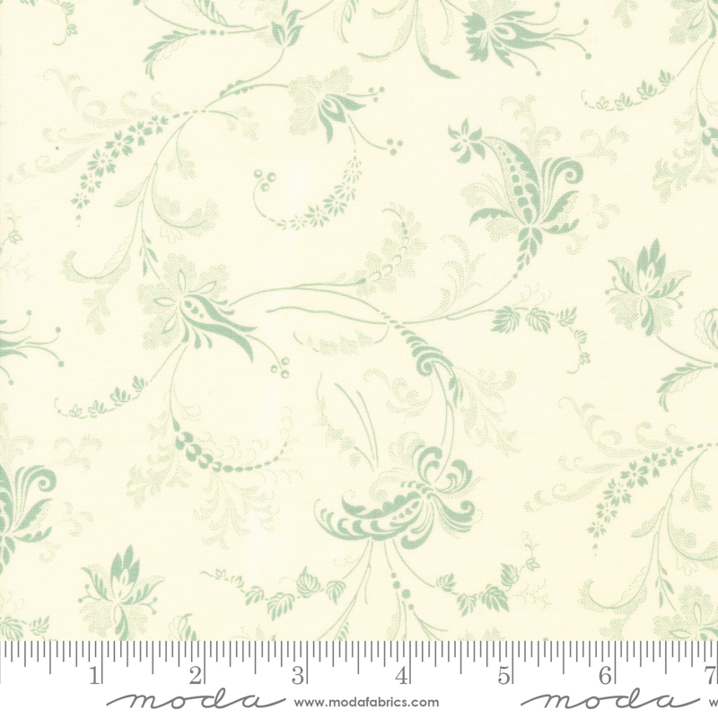 Collections for a Cause Etchings Serene Scroll Parchment Aqua | Howard Marcus & 3 Sisters | Moda Fabrics | 44333 21 | Sold in 1/2 Yd