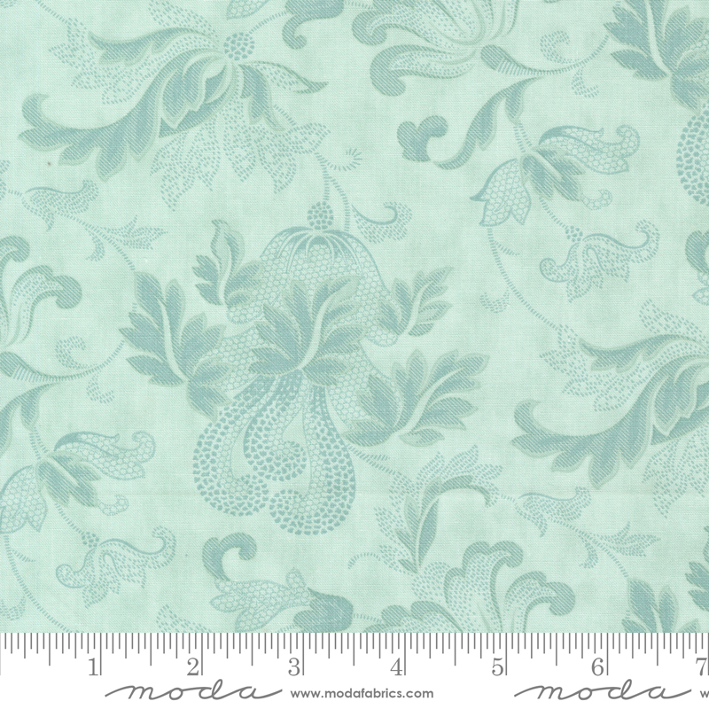 Collections for a Cause Etchings Friendly Flourish Aqua | Howard Marcus & 3 Sisters | Moda Fabrics | 44335 12 | Sold in 1/2 Yd