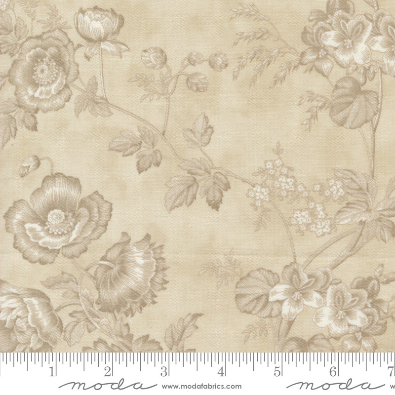Favorite Vintage Linens Sisters Floral Taupe | 3 Sisters | Moda Fabrics | 44360 15 | Sold in 1/2 Yd