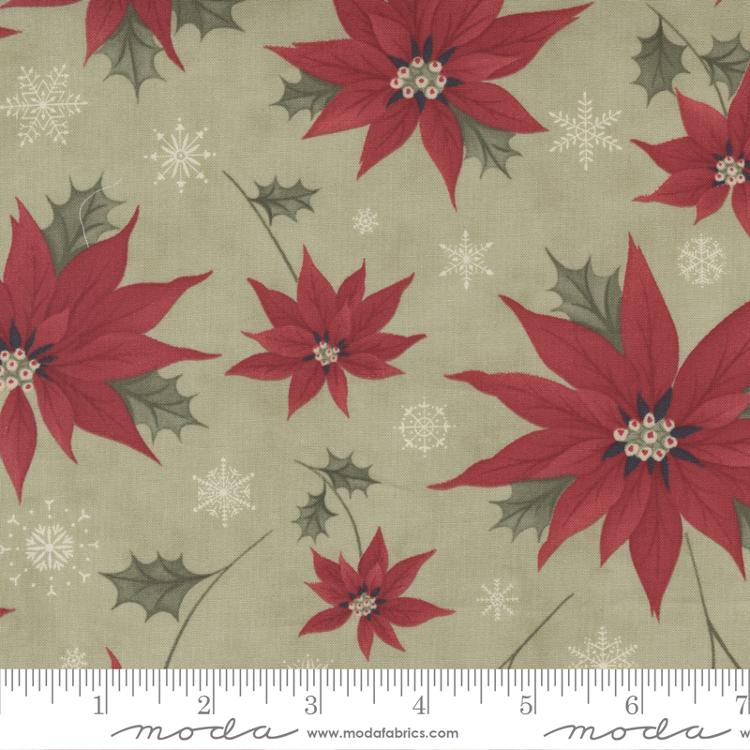 Poinsettia Plaza Sage | 3 Sisters | Moda Fabrics | 44290 13 | Sold in 1/2 Yd