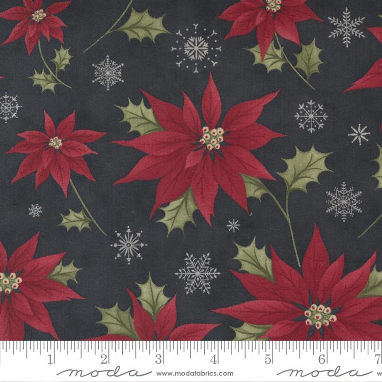 Poinsettia Plaza Ebony | 3 Sisters | Moda Fabrics | 44290 15 | Sold in 1/2 Yd