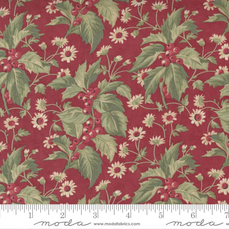 Poinsettia Plaza Crimson | 3 Sisters | Moda Fabrics | 44291 12 | Sold in 1/2 Yd