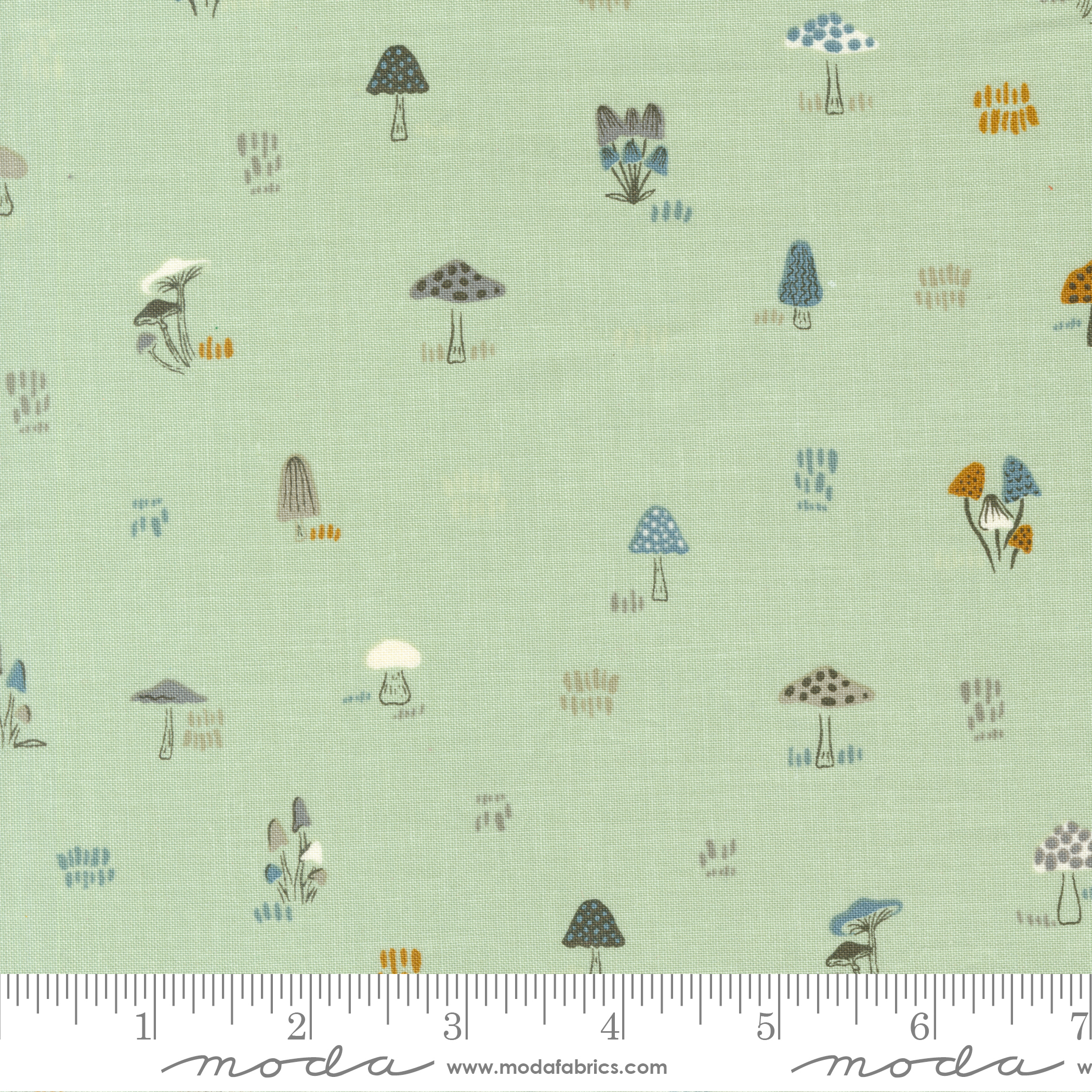 Woodland Wildflowers Micro Mushrooms Pale Mint | Fancy That Design House | Moda Fabrics | 45585 20 | Sold in 1/2 Yd