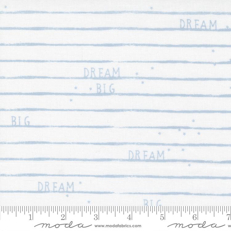 D is for Dream Big Dream Stripe White Blue | Paper and Cloth | Moda Fabrics | 25126 21 | Sold in 1/2 Yds