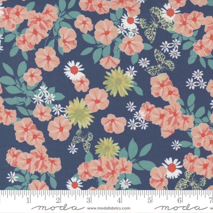 Garden Society Navy | Crystal Manning | Moda Fabrics | 11891 14 | Sold in 1/2 Yds