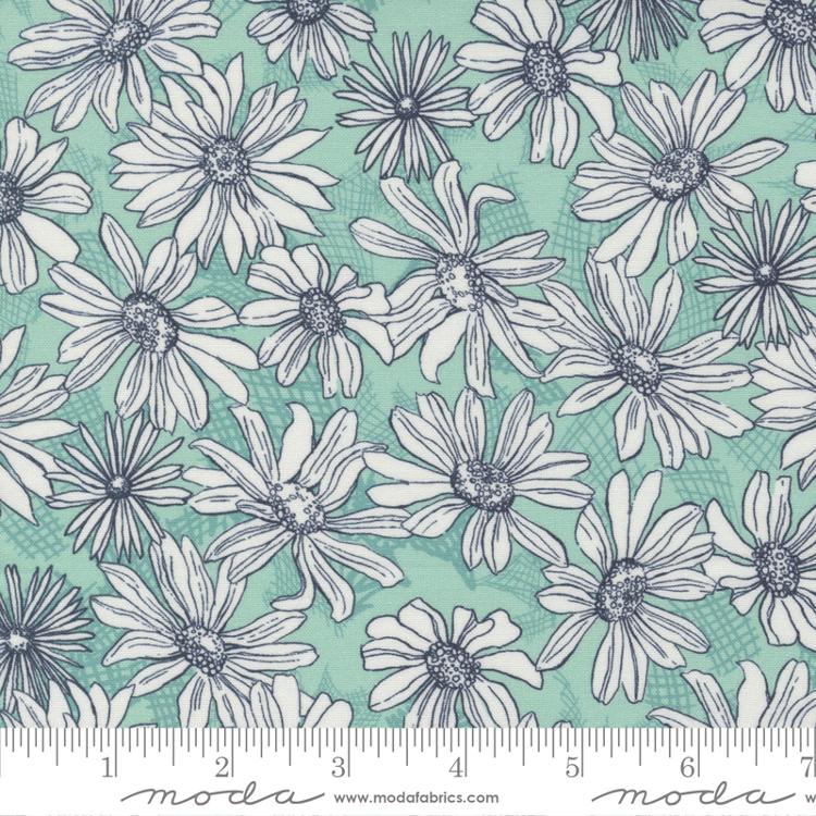 Garden Society Aqua | Crystal Manning | Moda Fabrics | 11892 21 | Sold in 1/2 Yds