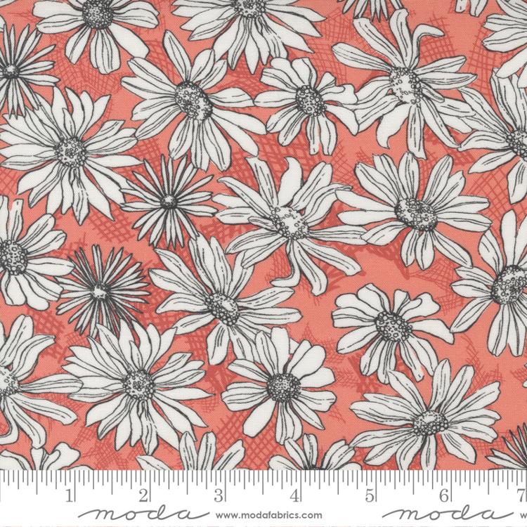 Garden Society Coral | Crystal Manning | Moda Fabrics | 11892 26 | Sold in 1/2 Yds