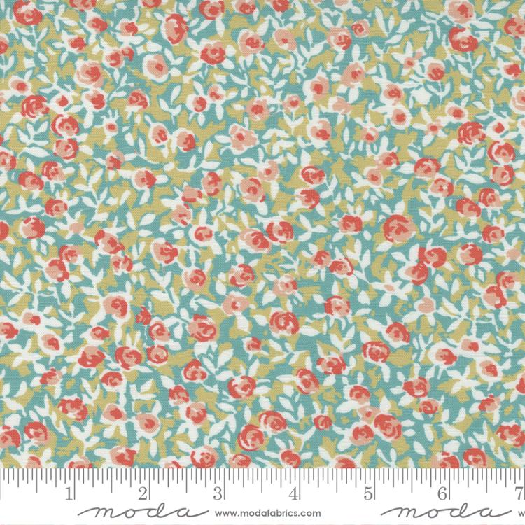 Garden Society Teal | Crystal Manning | Moda Fabrics | 11893 20 | Sold in 1/2 Yds