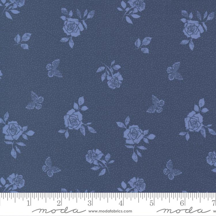 Garden Society Navy | Crystal Manning | Moda Fabrics | 11896 14 | Sold in 1/2 Yds