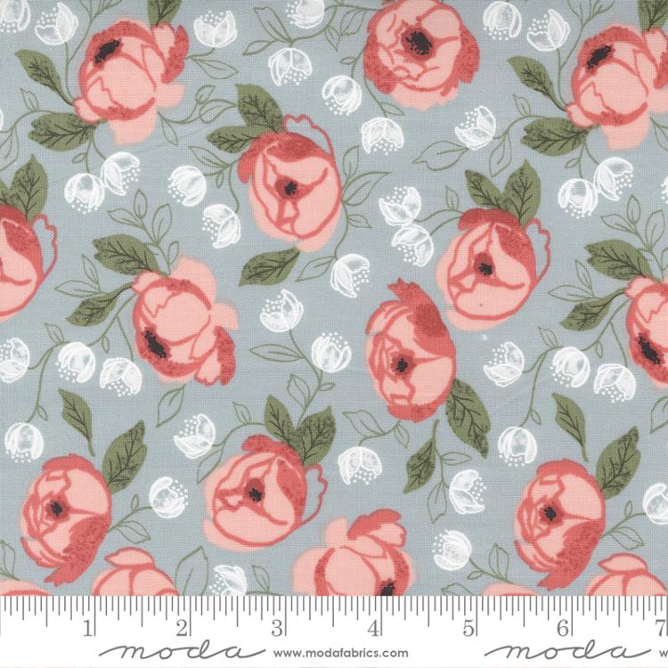 Country Rose Smokey Blue | Lella Boutique | Moda Fabrics | 5170 15 | Sold in 1/2 Yds