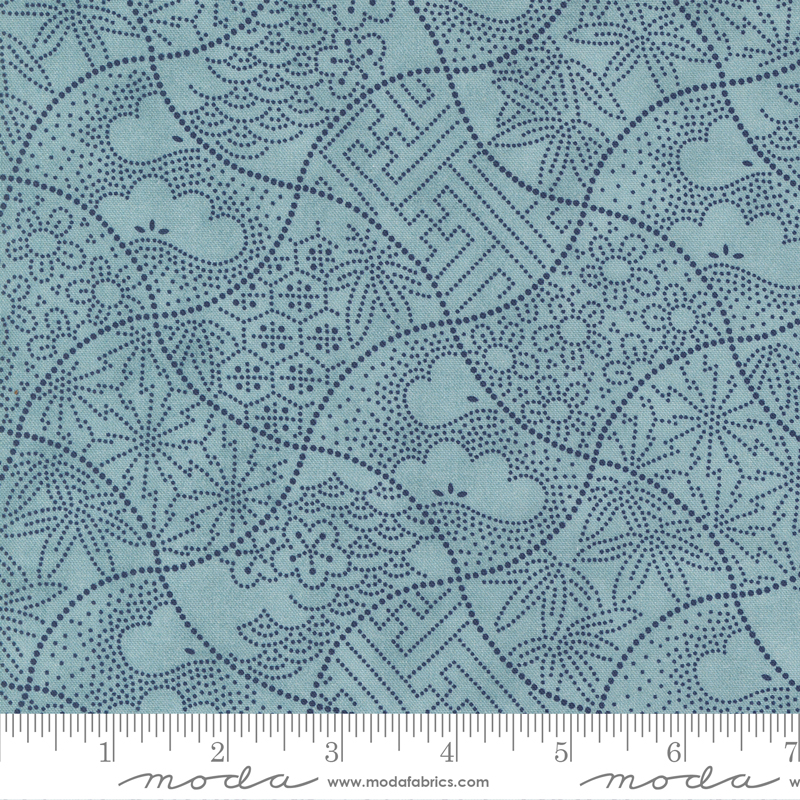 Indigo Blooming Fuji Blenders Water | Debbie Maddy | Moda Fabrics | 48094 13 | Sold in 1/2 Yd