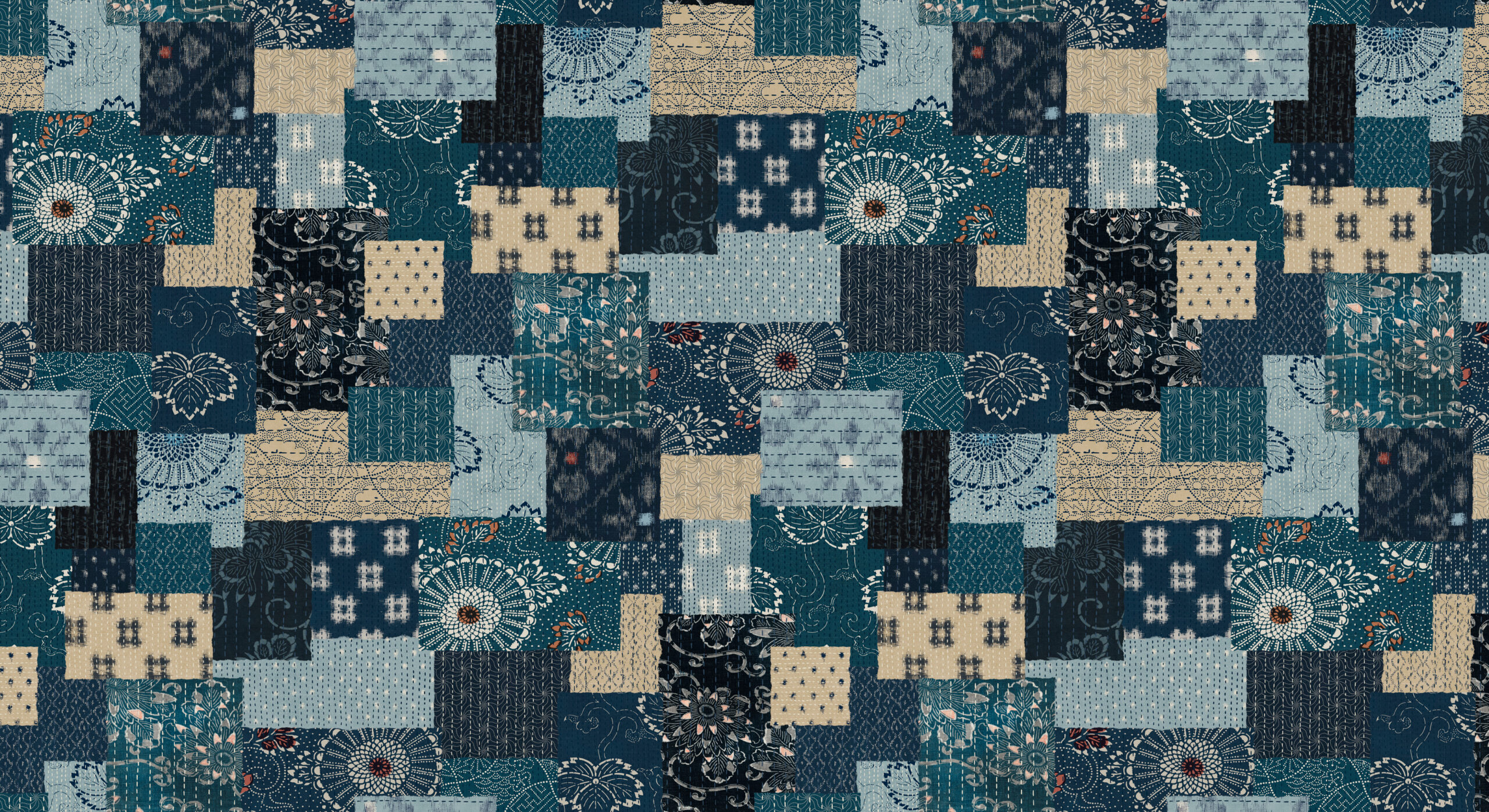 Indigo Blooming Koraju Patchwork Multi | Debbie Maddy | Moda Fabrics | 48098 11 | Sold in 1/2 Yd