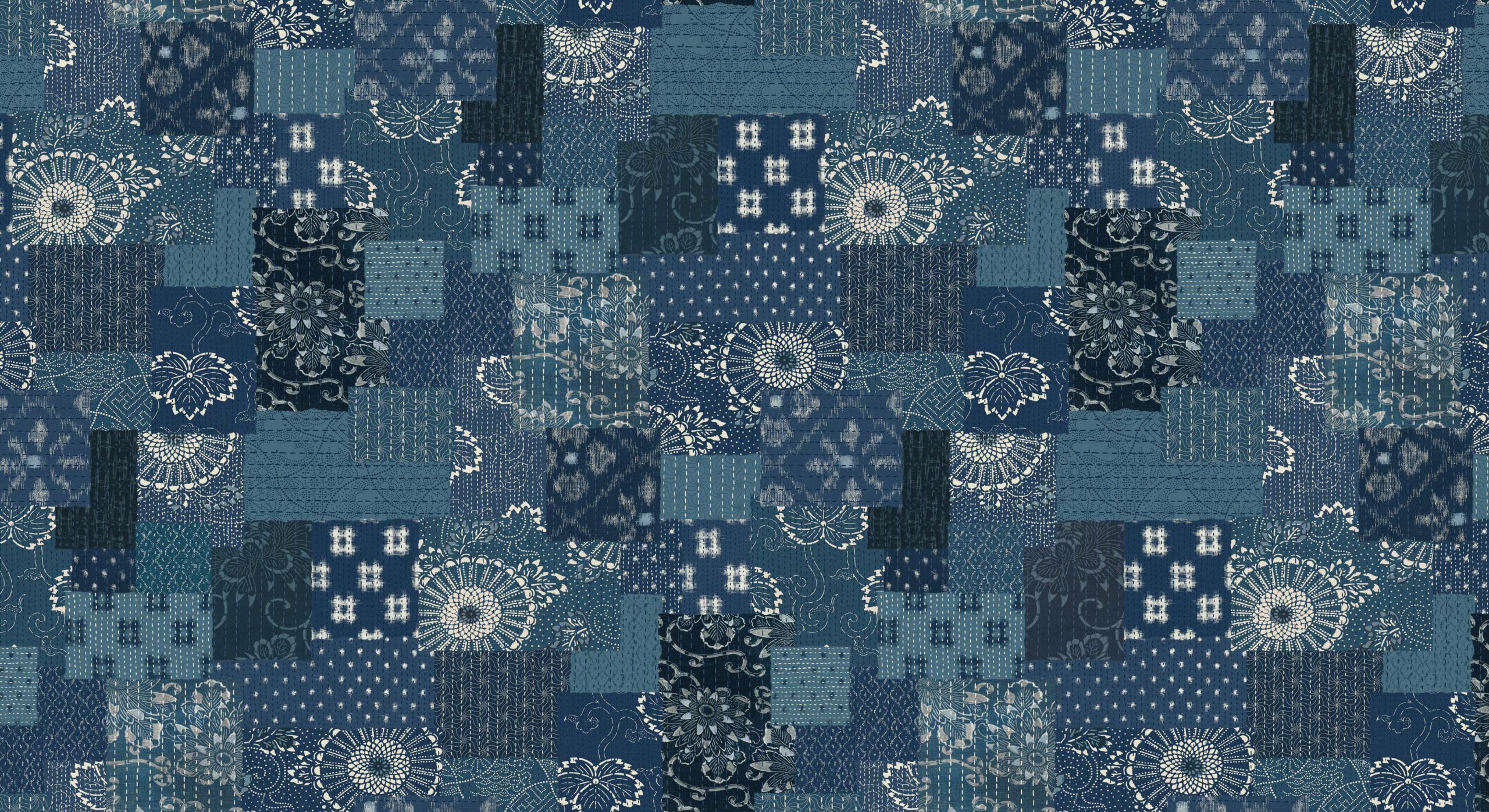Indigo Blooming Koraju Patchwork Navy | Debbie Maddy | Moda Fabrics | 48098 12 | Sold in 1/2 Yd