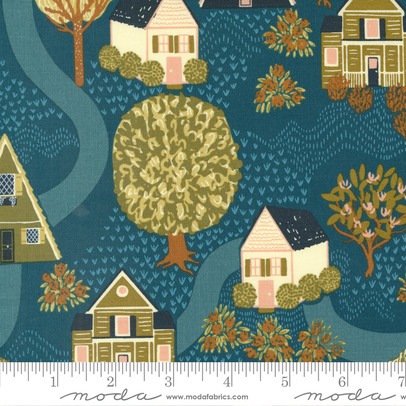 Quaint Cottage Street View Lake | Gingiber | Moda Fabrics | 48370 17 | Sold in 1/2 Yd