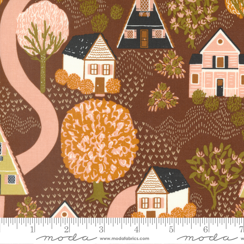 Quaint Cottage Street View Mud | Gingiber | Moda Fabrics | 48370 19 | Sold in 1/2 Yd