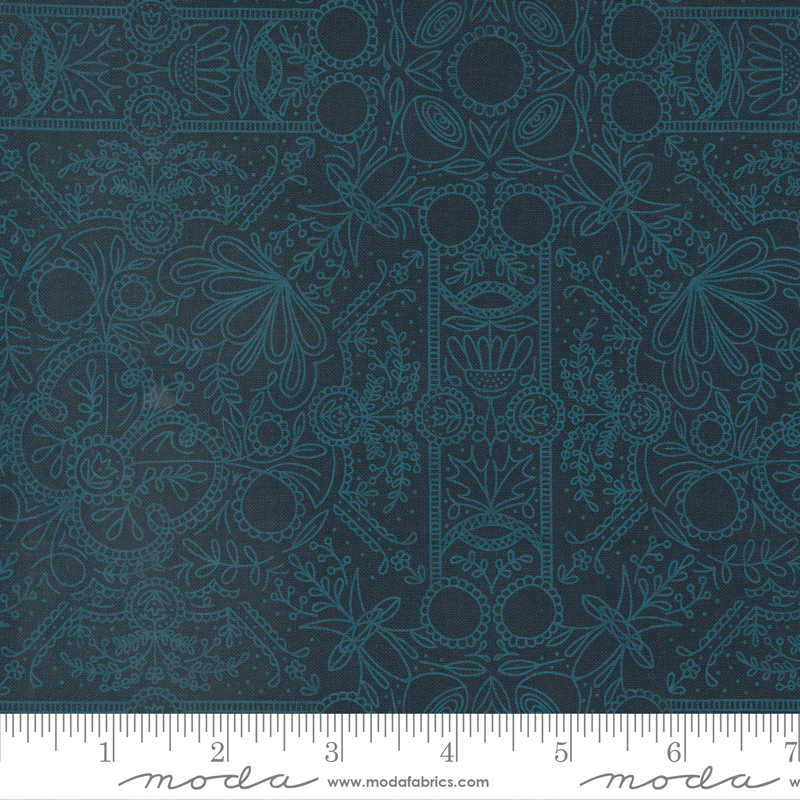 Quaint Cottage Lace Damask Midnight | Gingiber | Moda Fabrics | 48373 17 | Sold in 1/2 Yd