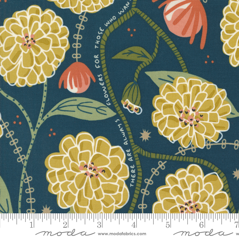 Imaginary Flowers Matisses Garden Midnight | Gingiber | Moda Fabrics | 48380 20 | Sold in 1/2 Yd
