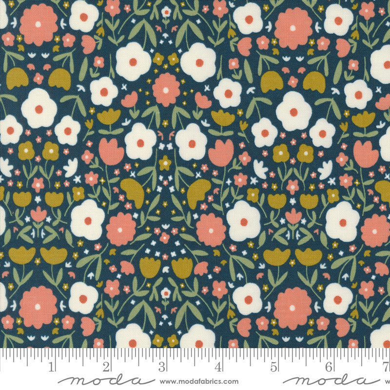 Imaginary Flowers Peppy Petals Midnight | Gingiber | Moda Fabrics | 48382 20 | Sold in 1/2 Yd