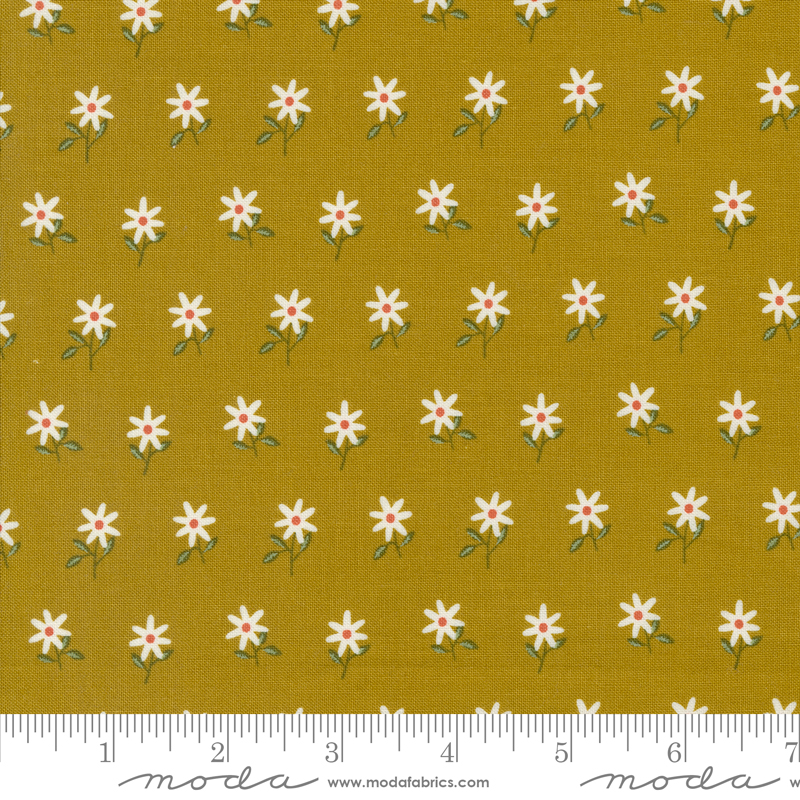 Imaginary Flowers Wispy Flowers Golden | Gingiber | Moda Fabrics | 48384 17 | Sold in 1/2 Yd