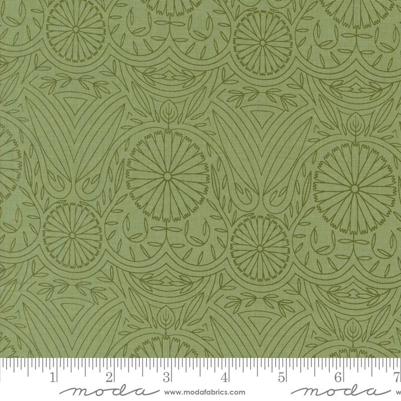 Imaginary Flowers Flower Lines Sage | Gingiber | Moda Fabrics | 48385 12 | Sold in 1/2 Yd
