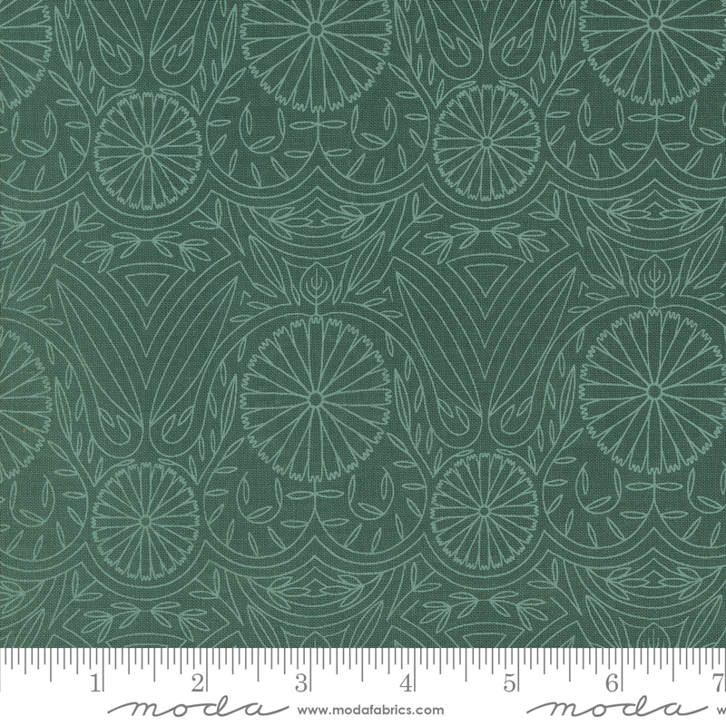 Imaginary Flowers Flower Lines Spruce | Gingiber | Moda Fabrics | 48385 16 | Sold in 1/2 Yd