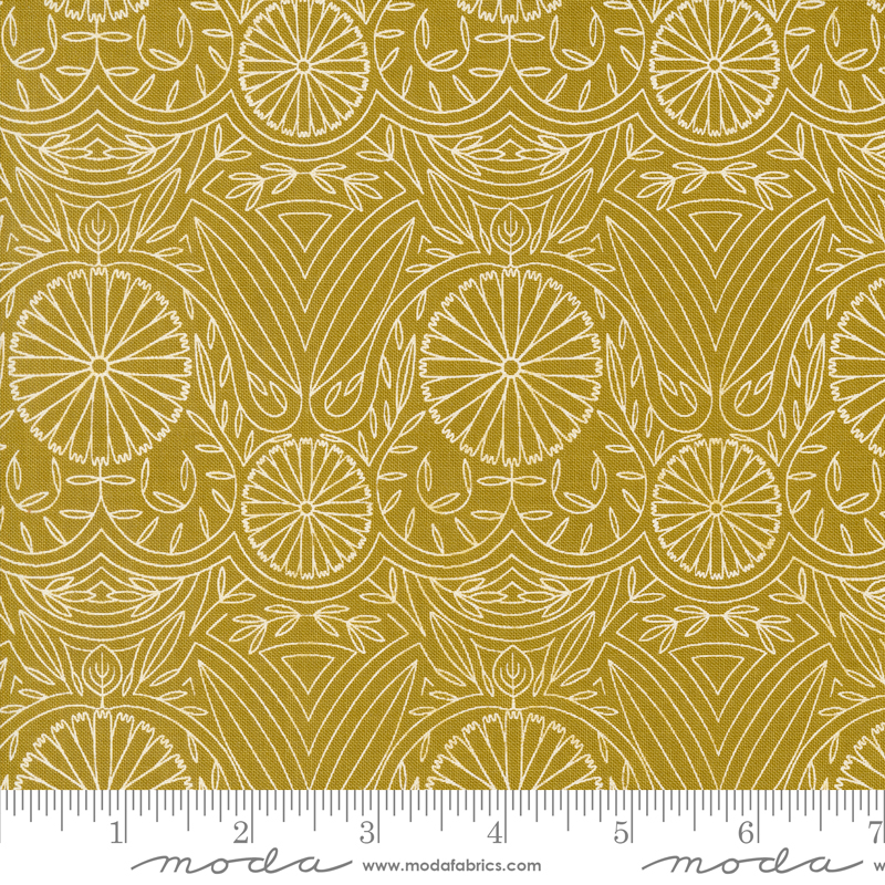 Imaginary Flowers Flower Lines Golden | Gingiber | Moda Fabrics | 48385 17 | Sold in 1/2 Yd