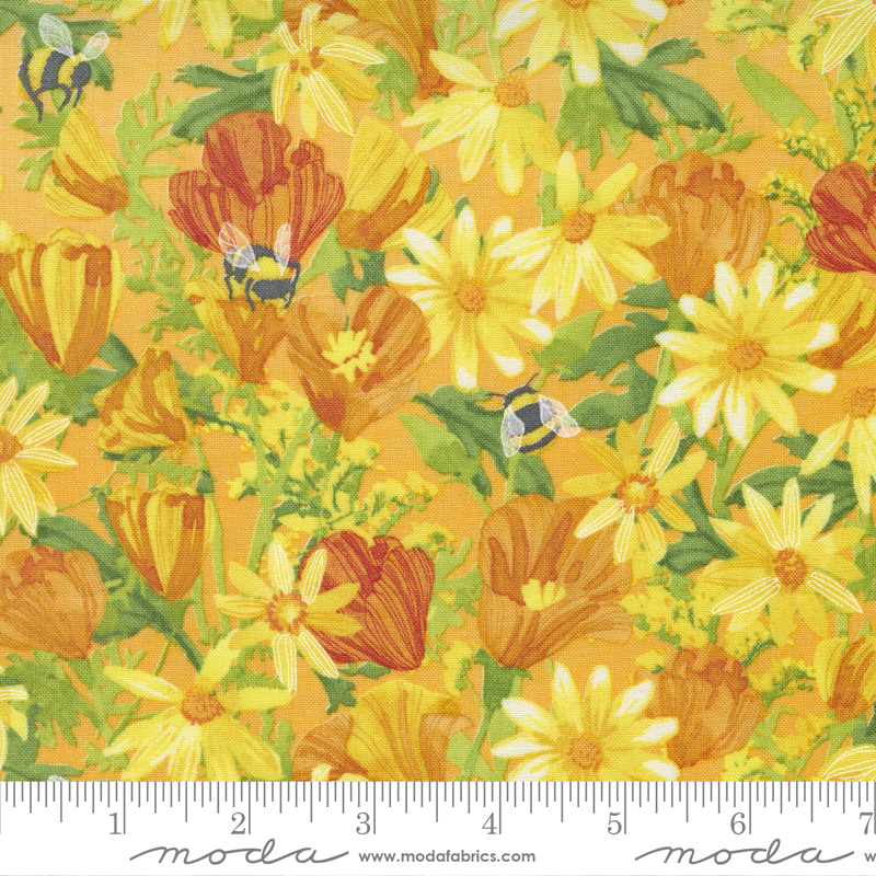 Wild Blossoms Daisies And Poppies Honeycomb | Robin Pickens | Moda Fabrics | 48731 17 | Sold in 1/2 Yd
