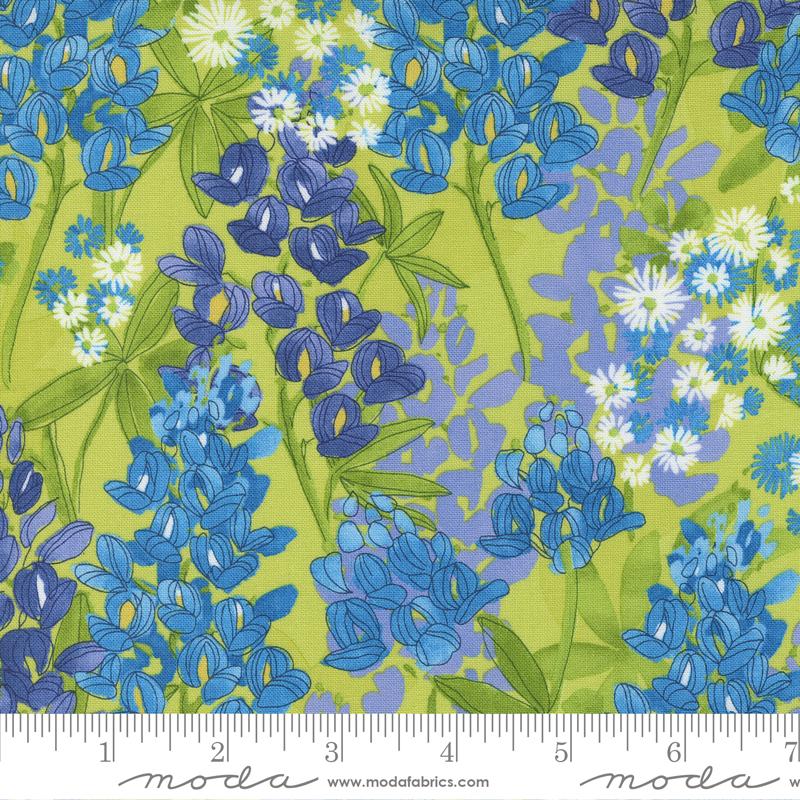 Wild Blossoms Blue Bonnets Sunlit | Robin Pickens | Moda Fabrics | 48732 13 | Sold in 1/2 Yd