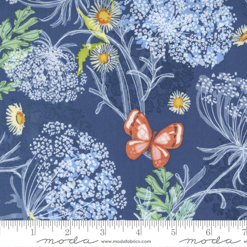 Wild Blossoms Queen Annes Lace Navy | Robin Pickens | Moda Fabrics | 48733 25 | Sold in 1/2 Yd