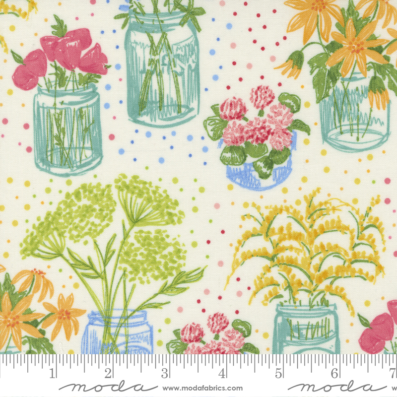 Wild Blossoms Canning Jars Cream | Robin Pickens | Moda Fabrics | 48734 11 | Sold in 1/2 Yd