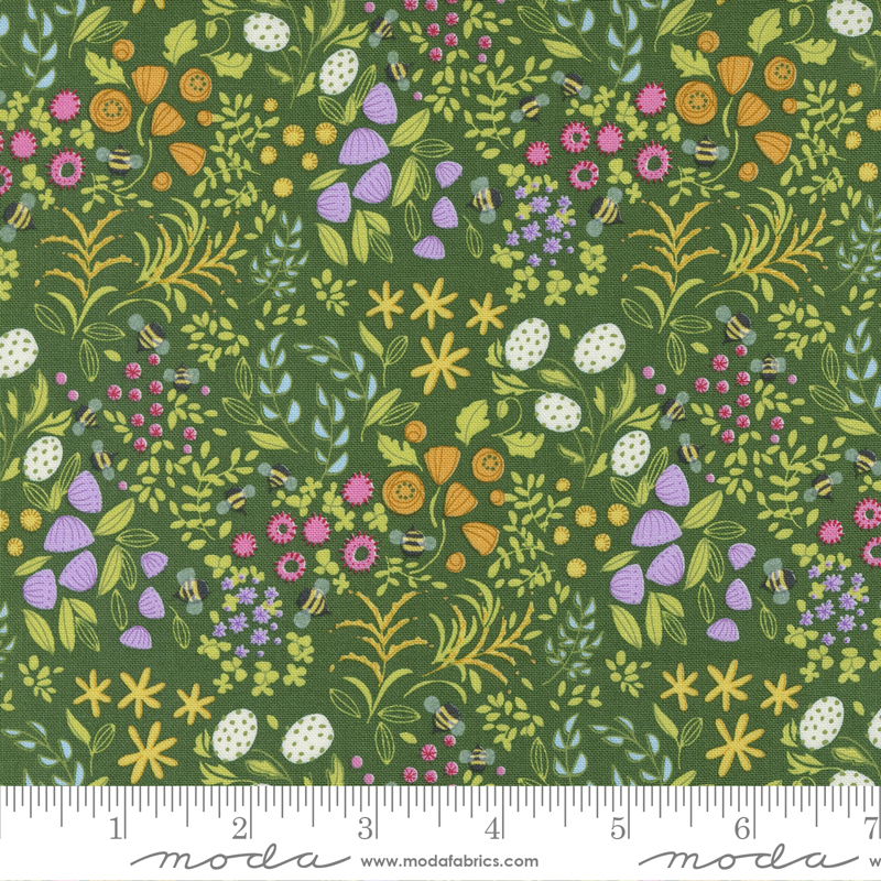 Wild Blossoms Little Wild Things Basil | Robin Pickens | Moda Fabrics | 48735 16 | Sold in 1/2 Yd