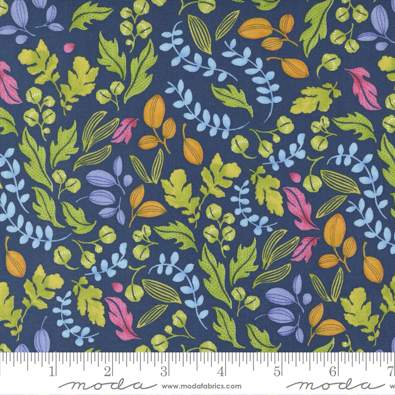 Wild Blossoms Leafy World Navy | Robin Pickens | Moda Fabrics | 48736 25 | Sold in 1/2 Yd