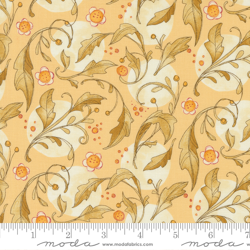 Forest Frolic Swirly Leaves Butterscotch | Robin Pickens | Moda Fabrics | 48741 13 | Sold in 1/2 Yd