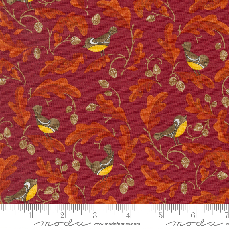 Forest Frolic Chickadees and Acorns Cinnamon | Robin Pickens | Moda Fabrics | 48742 16 | Sold in 1/2 Yd
