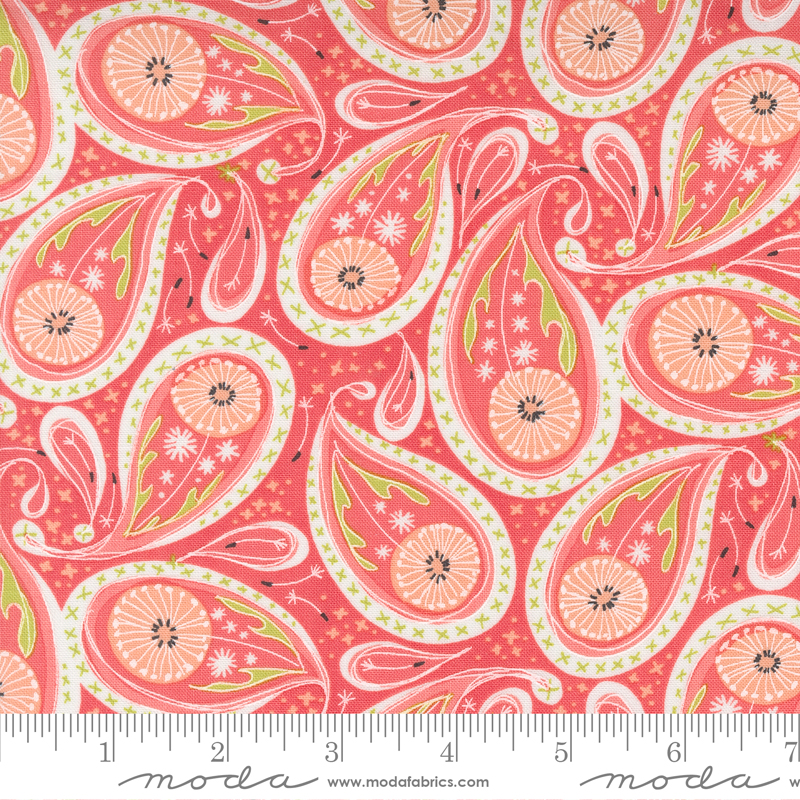 Dandi Duo Paisley Coral | Robin Pickens | Moda Fabrics | 48753 15 | Sold in 1/2 Yd