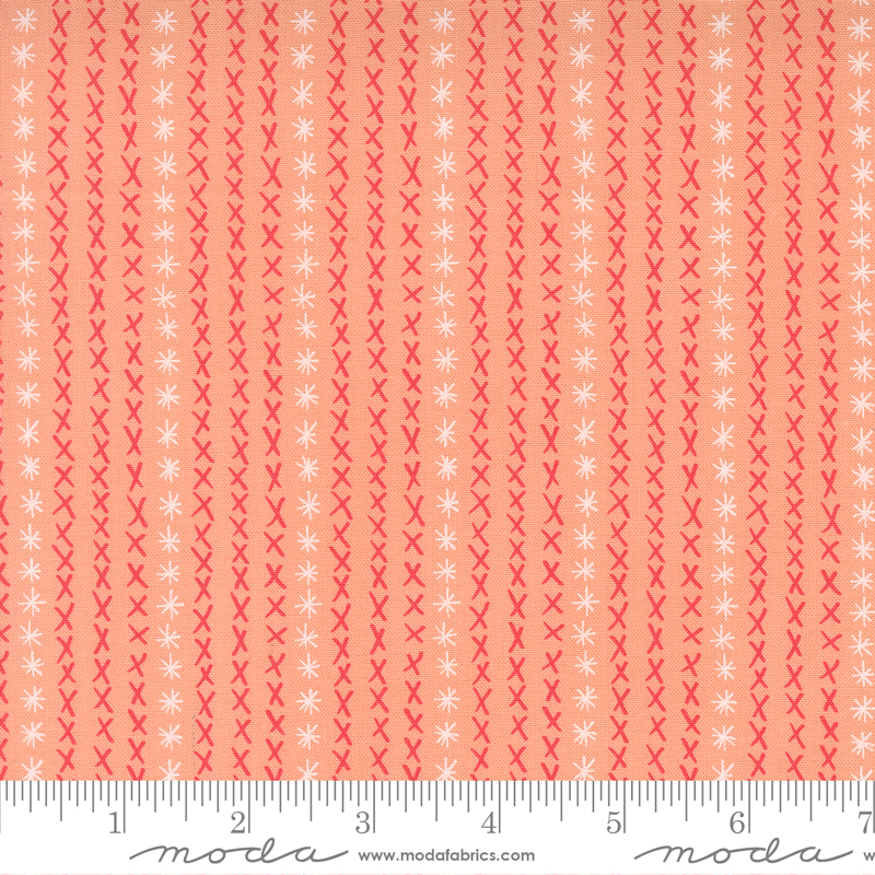 Dandi Duo Cross Stitch Stripe Peach | Robin Pickens | Moda Fabrics | 48755 14 | Sold in 1/2 Yd