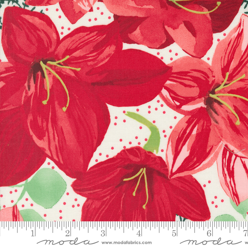 Winterly Christmas Lily Cream | Robin Pickens | Moda Fabrics | 48760 11 | Sold in 1/2 Yd