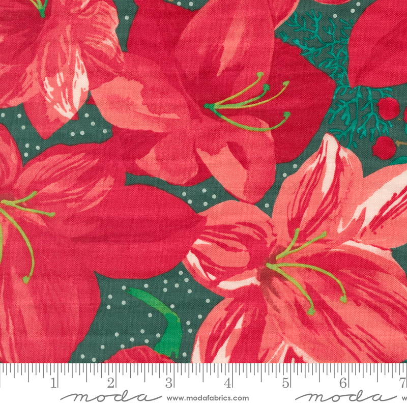 Winterly Christmas Lily Spruce | Robin Pickens | Moda Fabrics | 48760 18 | Sold in 1/2 Yd