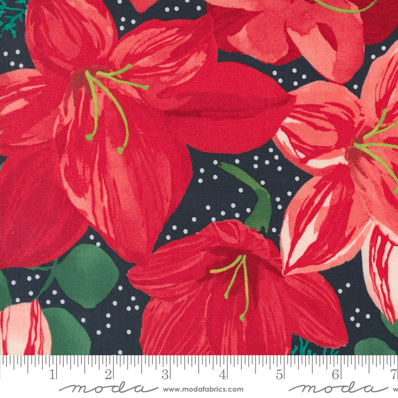Winterly Christmas Lily Soft Black | Robin Pickens | Moda Fabrics | 48760 19 | Sold in 1/2 Yd
