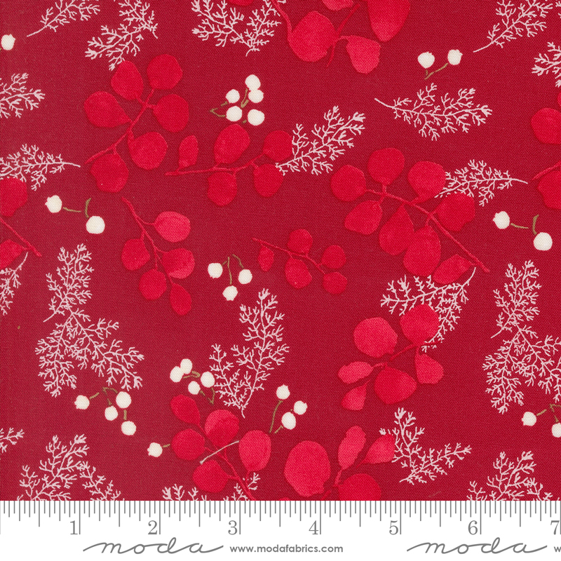 Winterly Greenery and Berries Crimson | Robin Pickens | Moda Fabrics | 48764 16 | Sold in 1/2 Yd