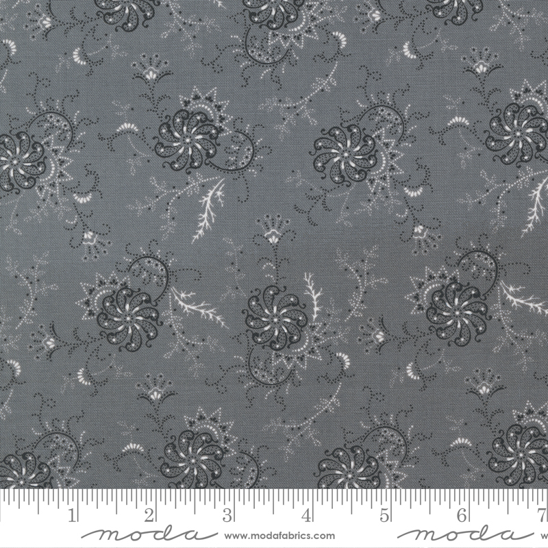 Rustic Gatherings Swirling Flowers Graphite | Primitive Gatherings | Moda Fabrics | 49200 17 | Sold in 1/2 Yd