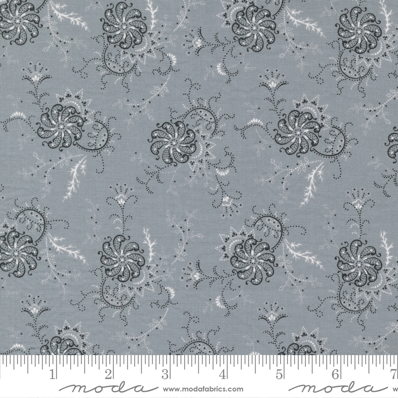 Rustic Gatherings Swirling Flowers Steel | Primitive Gatherings | Moda Fabrics | 49200 18 | Sold in 1/2 Yd