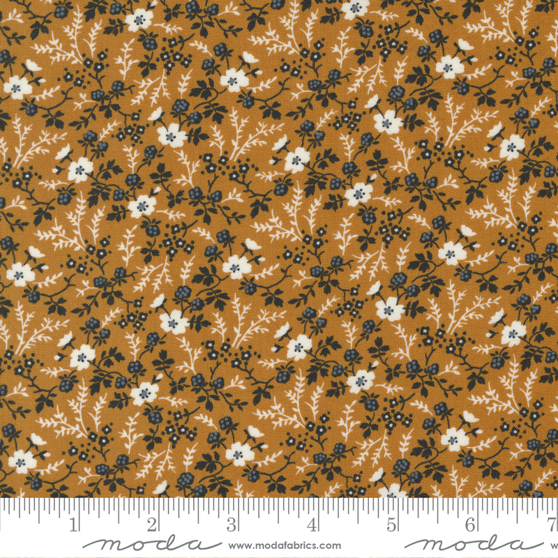 Rustic Gatherings Petite Floral Amber | Primitive Gatherings | Moda Fabrics | 49201 13 | Sold in 1/2 Yd