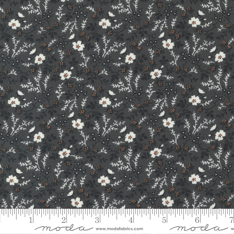 Rustic Gatherings Petite Floral Charcoal | Primitive Gatherings | Moda Fabrics | 49201 15 | Sold in 1/2 Yd